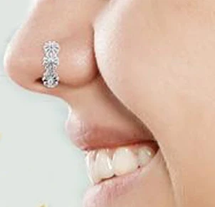 18G PVD Rose Gold Gilded Rainbow Aurora CZ Nose Curve Ring - Image 2