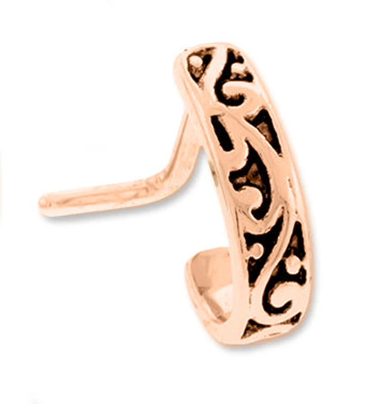 18G Rose Gold PVD Filigree Nose Curve Ring