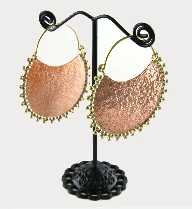 18G Russet Beaded Brass Hangers - Earrings - Image 2