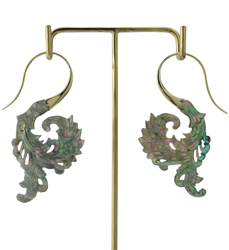 18G Sprig Brass Abalone Hangers / Earrings - Image 3