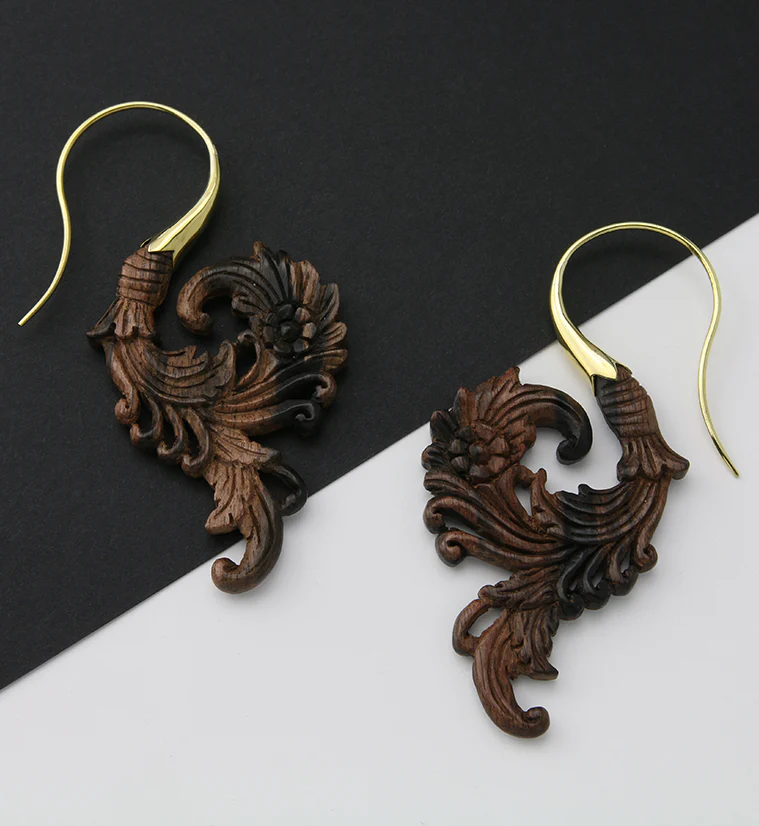 18G Sprig Brass Wood Hangers / Earrings - Image 2