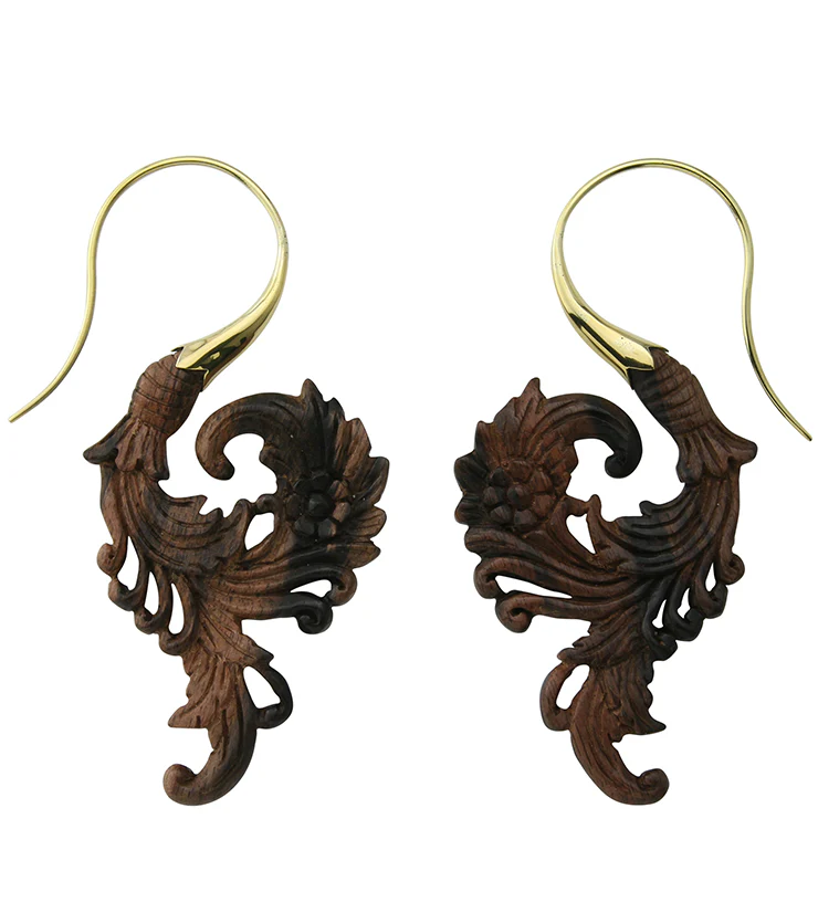 18G Sprig Brass Wood Hangers / Earrings - Image 3