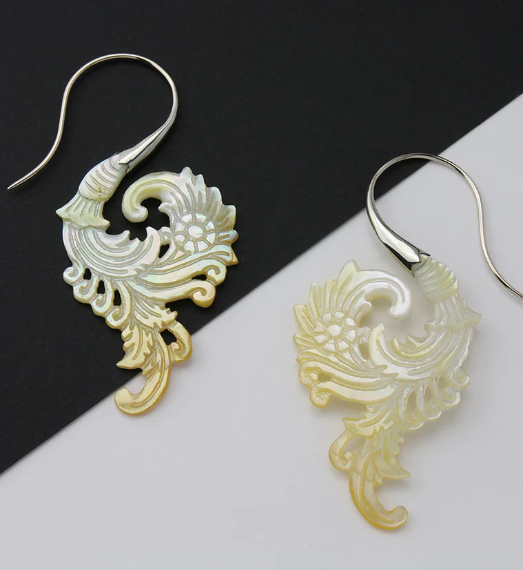 18G Sprig White Brass MOP Hangers / Earrings - Image 2