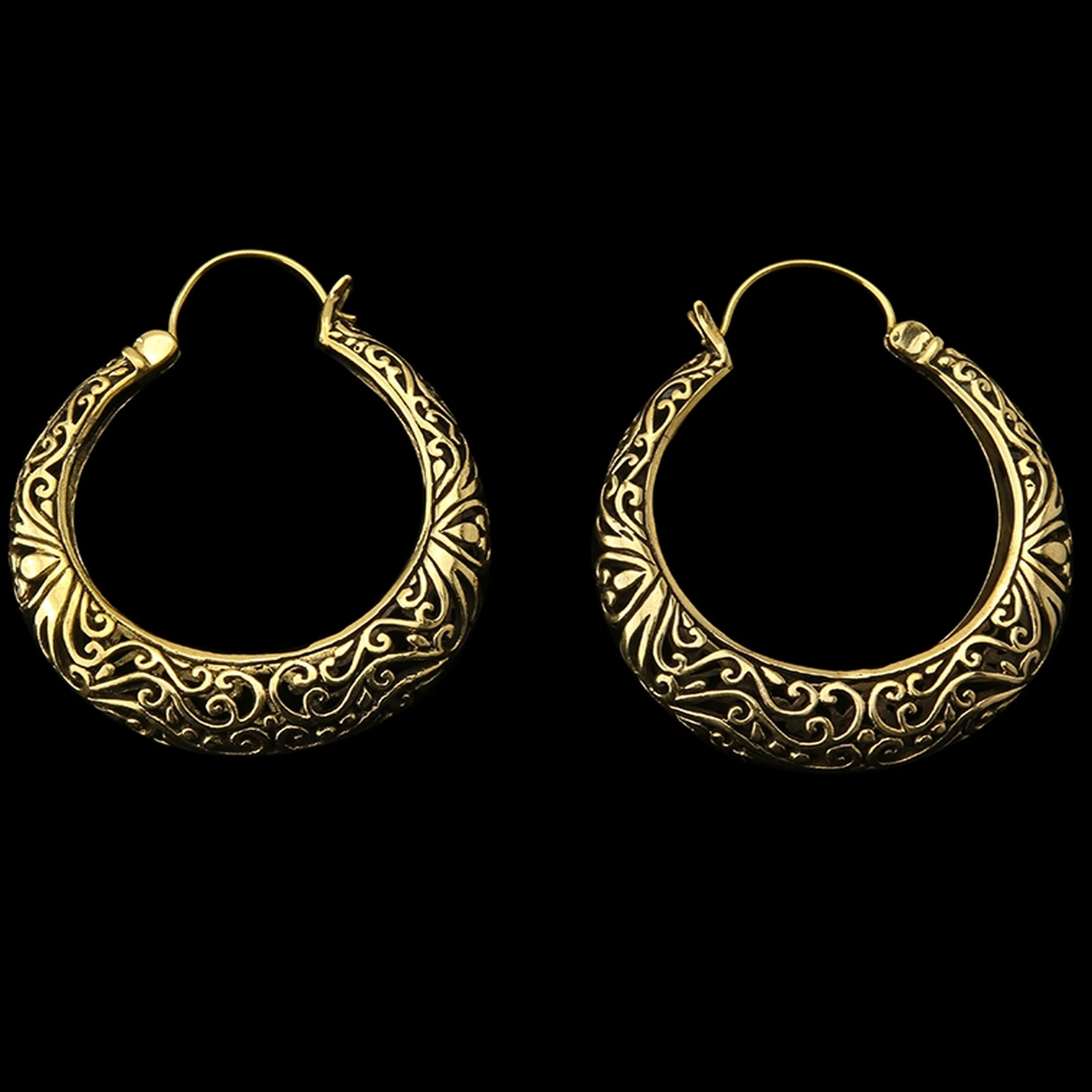 18G Tracery Brass Earrings - Image 3
