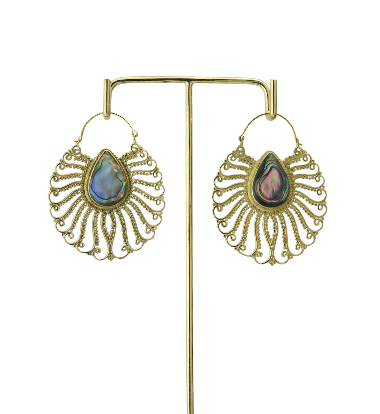 18G Tress Abalone Brass Hangers / Earrings - Image 3