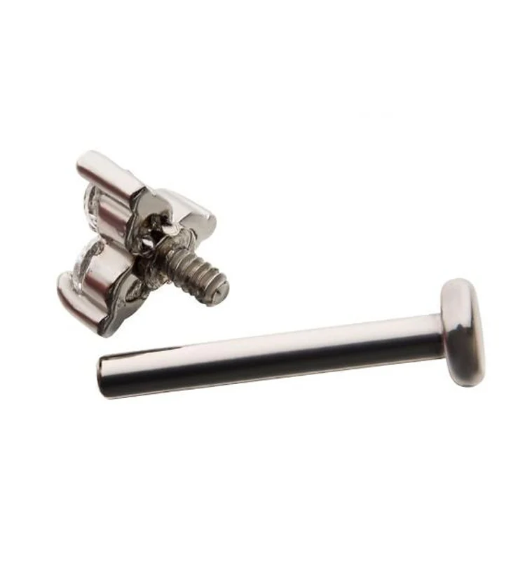 18G Trinity CZ Internally Threaded Labret - Image 2