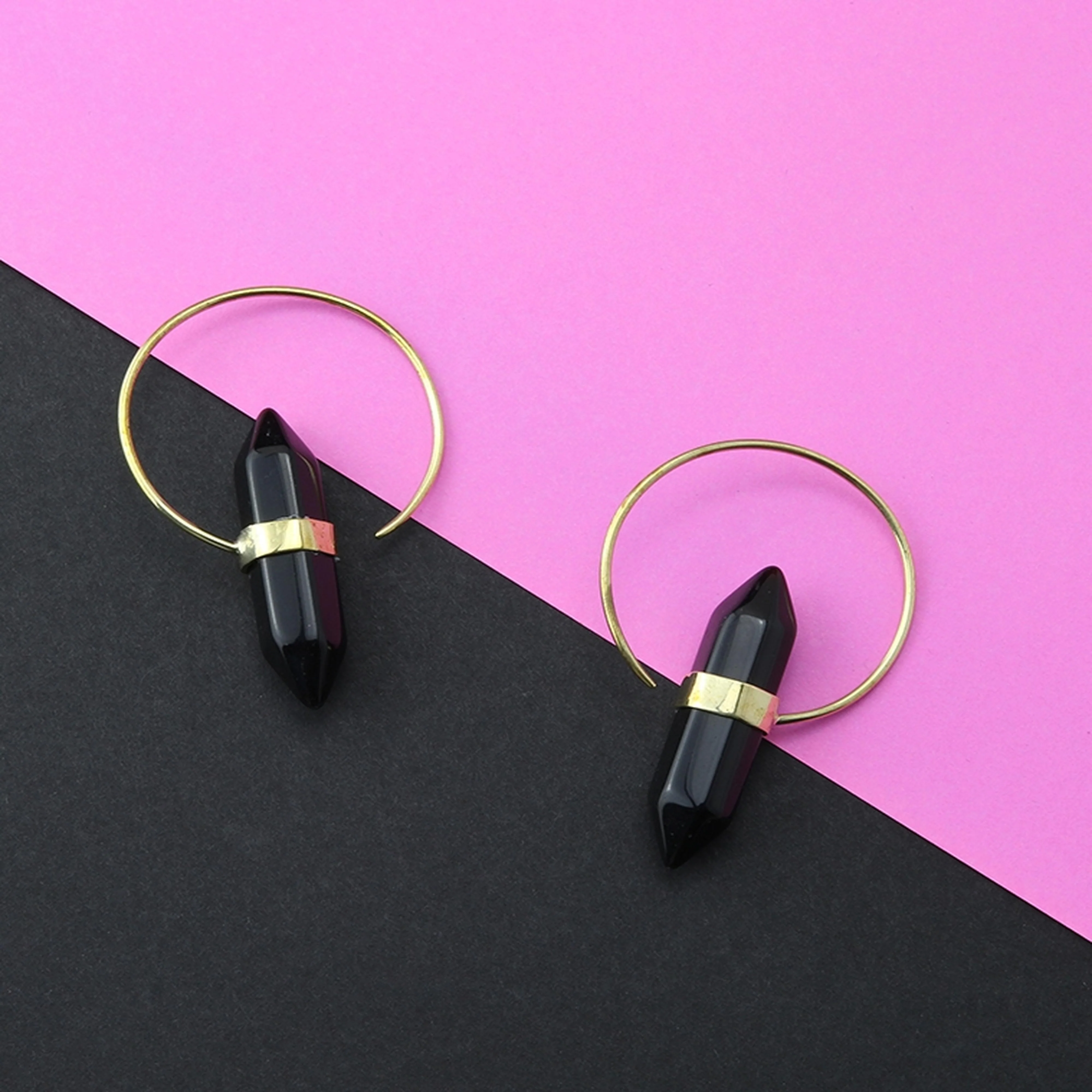 18G Turquoise Coil White Brass Hoop Hangers - Image 4