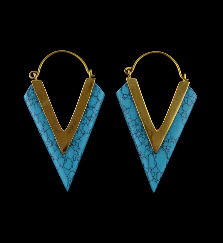 18G Velo Turquoise Howlite Stone Hangers - Earrings