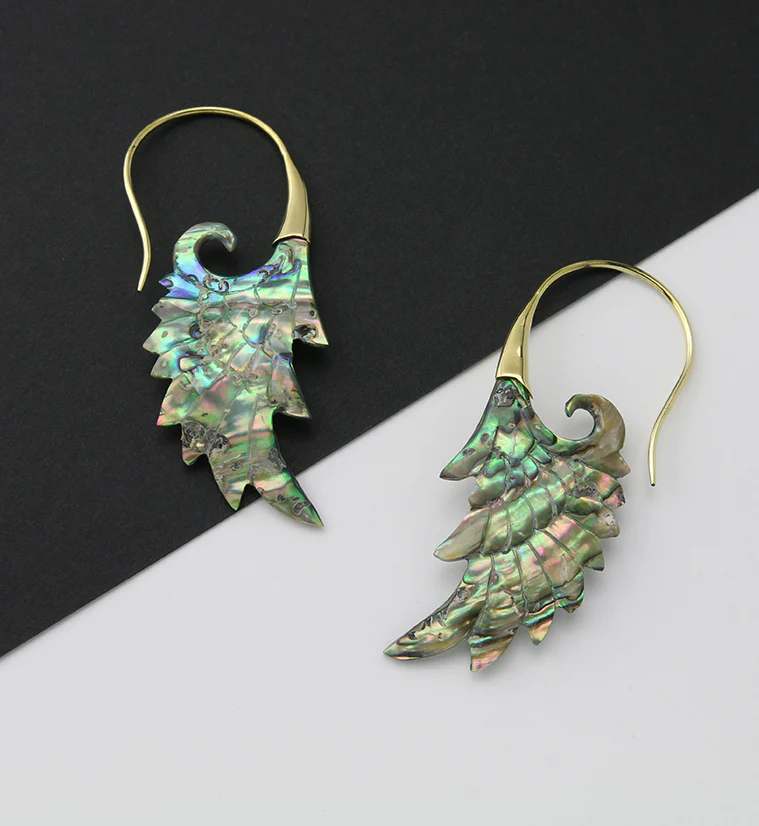 18G Wing Brass Abalone Hangers / Earrings - Image 2