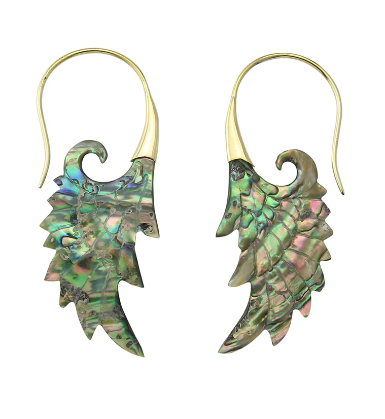 18G Wing Brass Abalone Hangers / Earrings - Image 3
