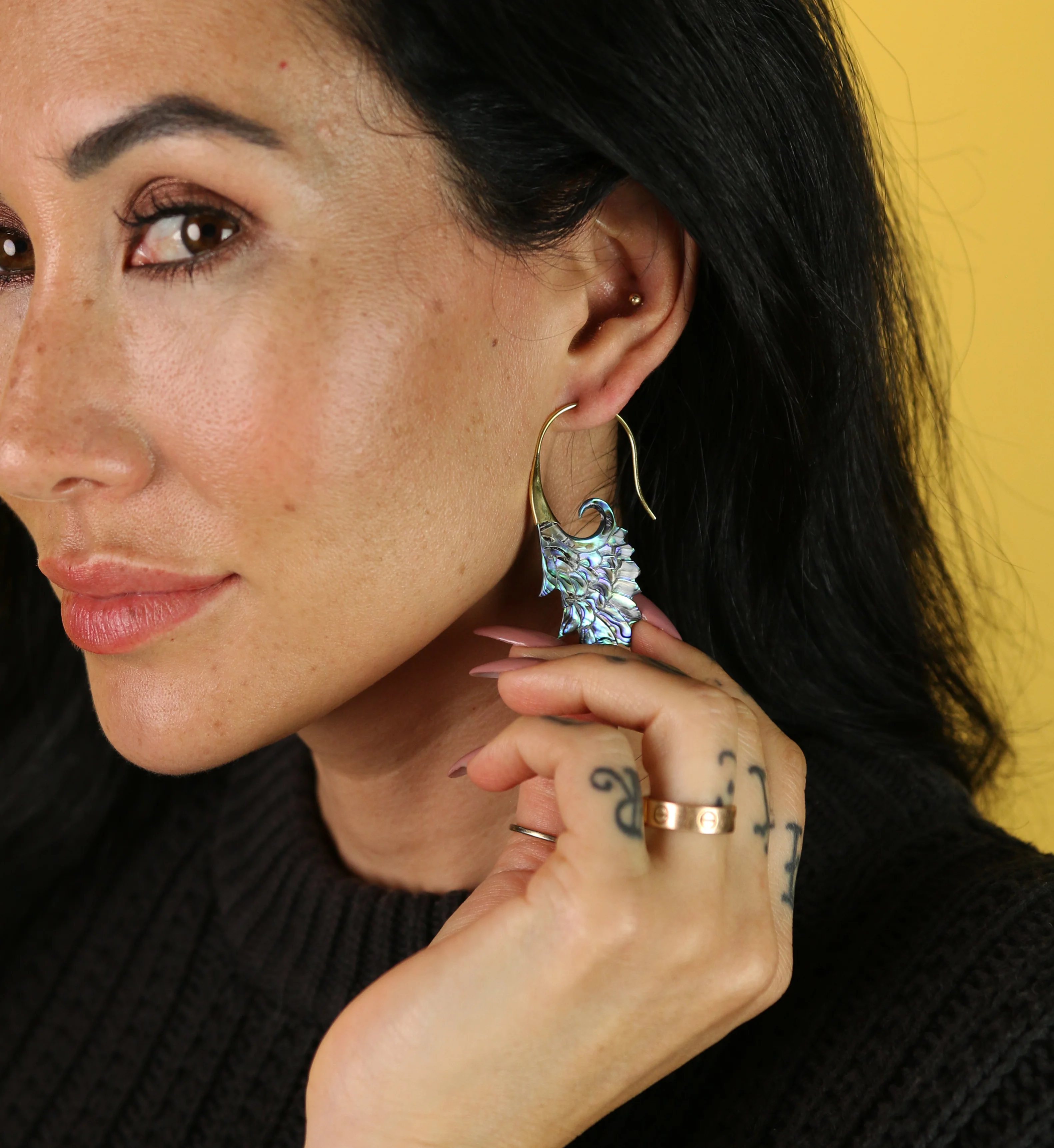 18G Wing Brass Abalone Hangers / Earrings - Image 6