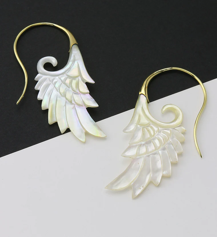 18G Wing Brass MOP Hangers / Earrings - Image 2