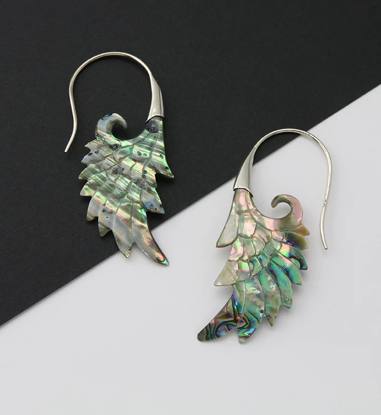 18G Wing White Brass Abalone Hangers / Earrings - Image 2