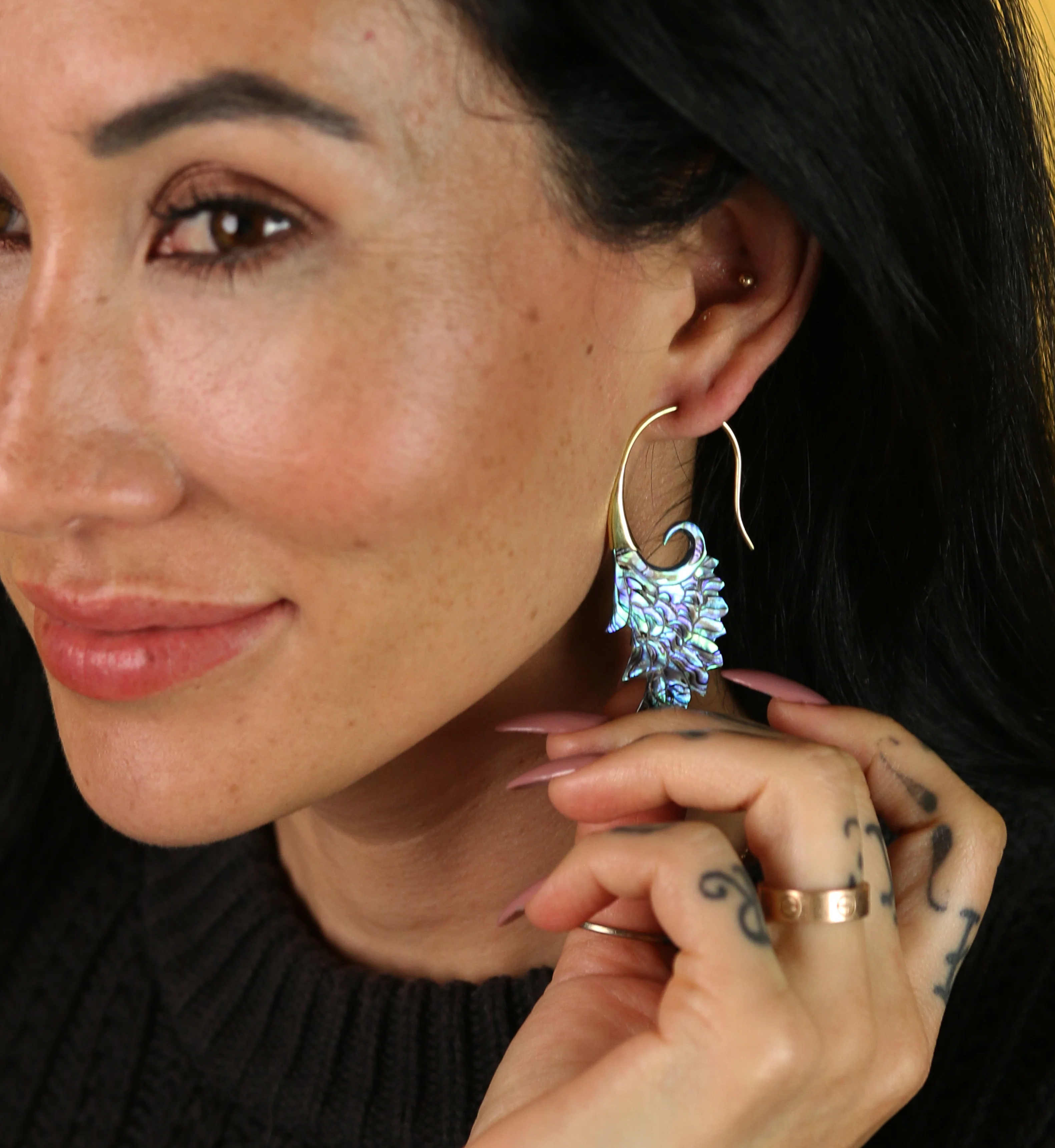 18G Wing White Brass Abalone Hangers / Earrings - Image 5