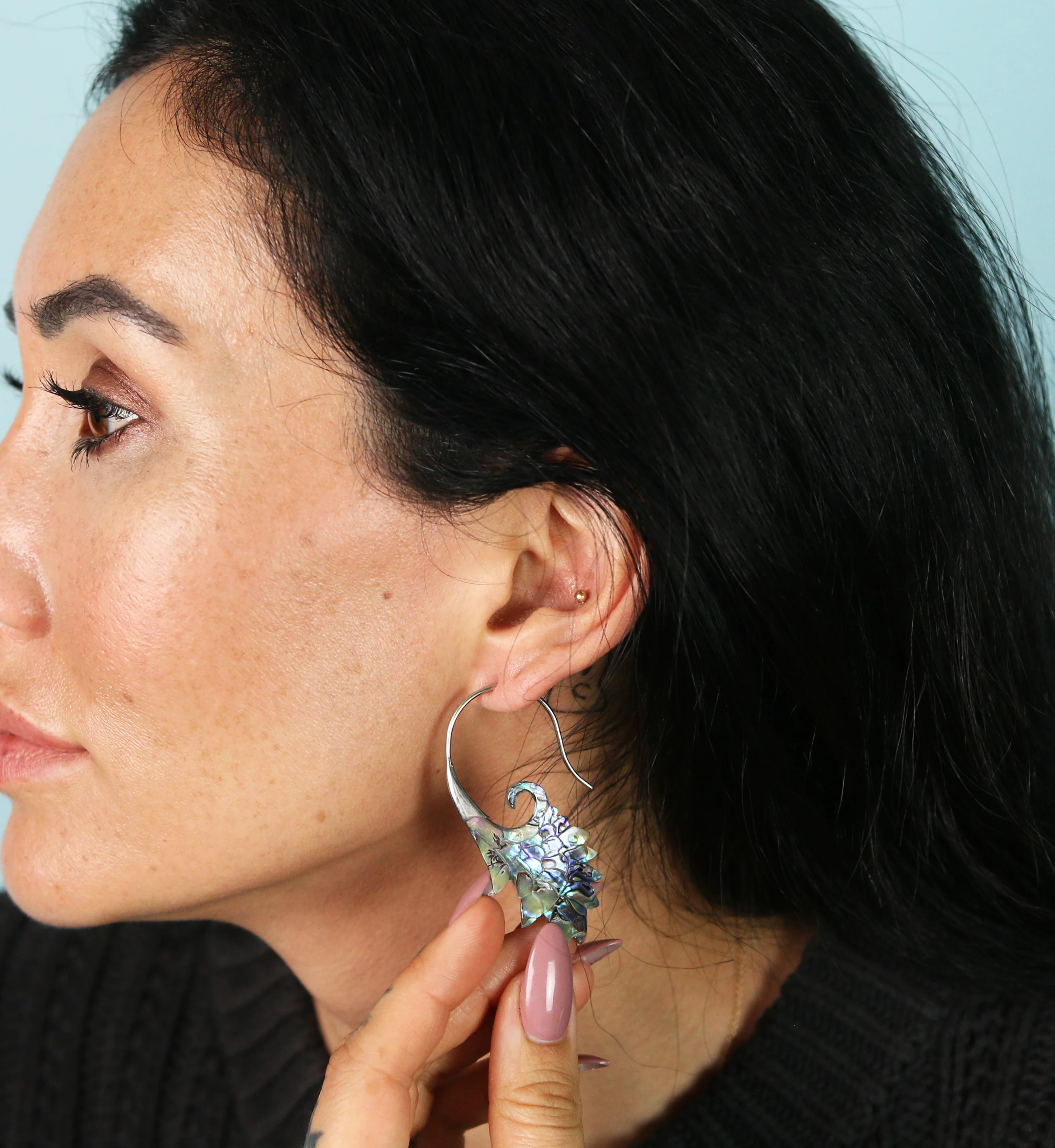 18G Wing White Brass Abalone Hangers / Earrings - Image 7
