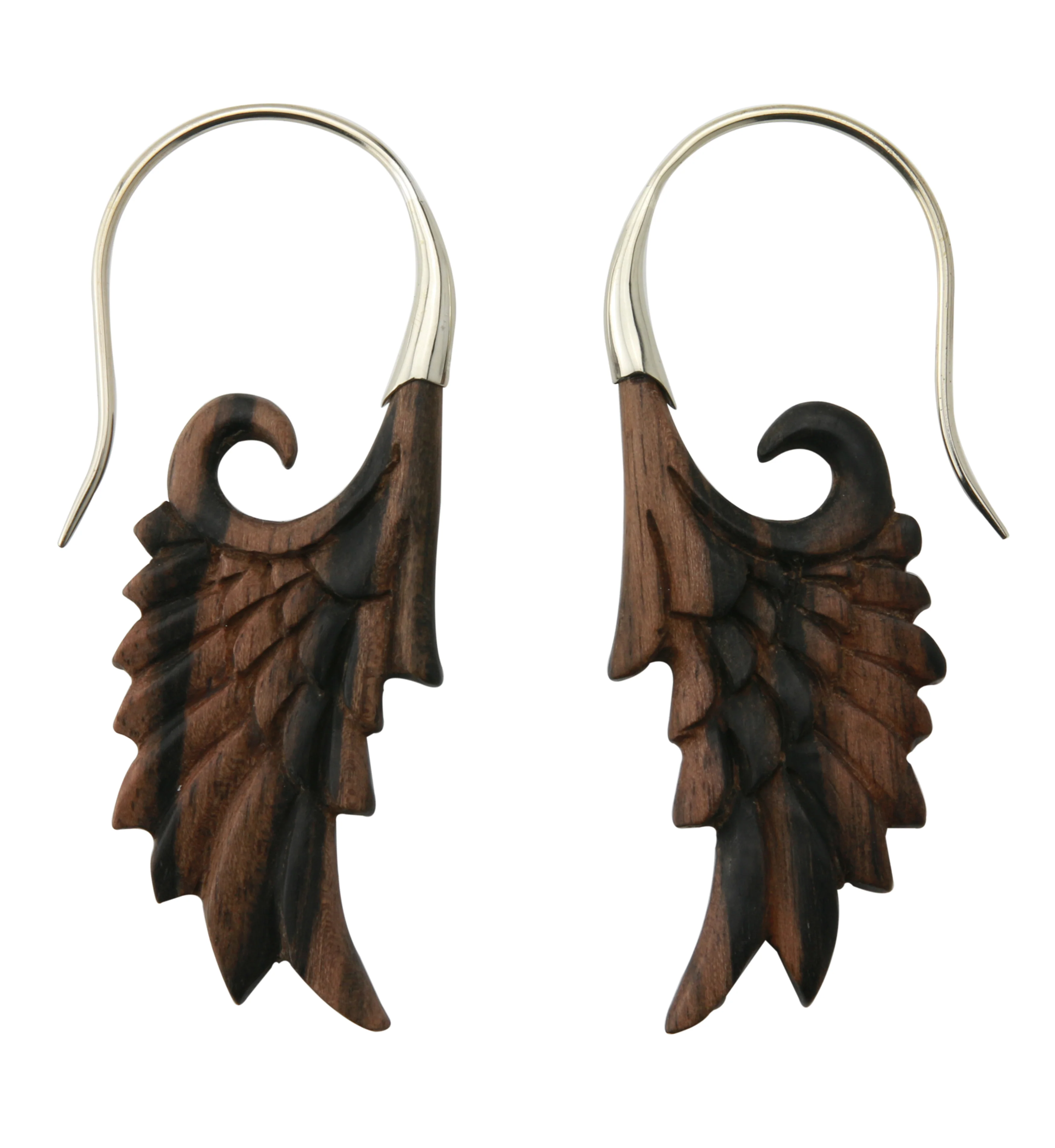 18G Wing White Brass Areng Wood Hangers / Earrings - Image 2