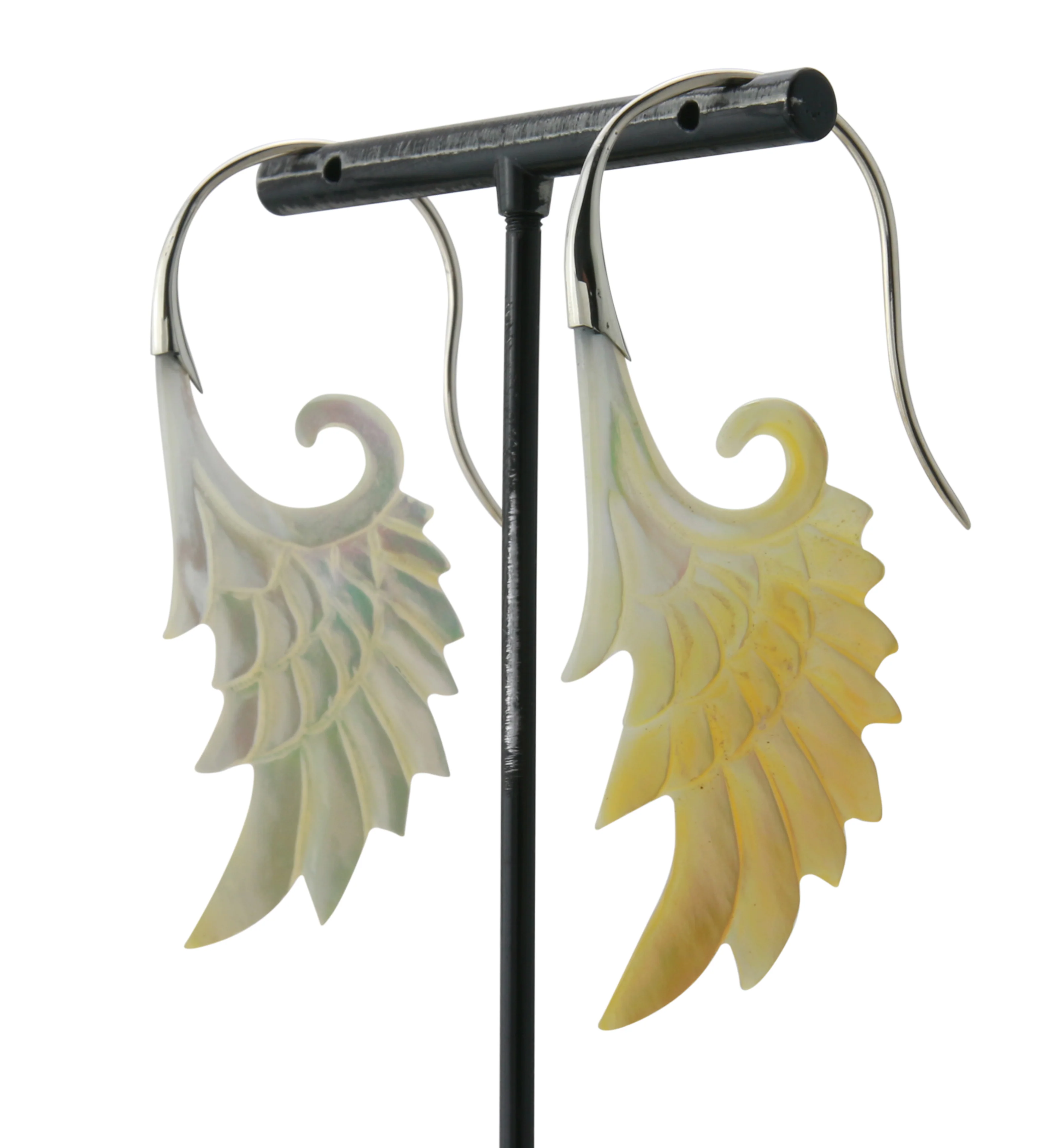 18G Wing White Brass MOP Hangers / Earrings - Image 5