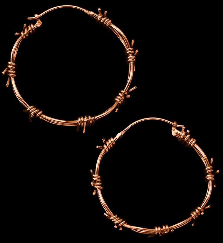 Rose Gold Barbed Wire Brass Ear Weights