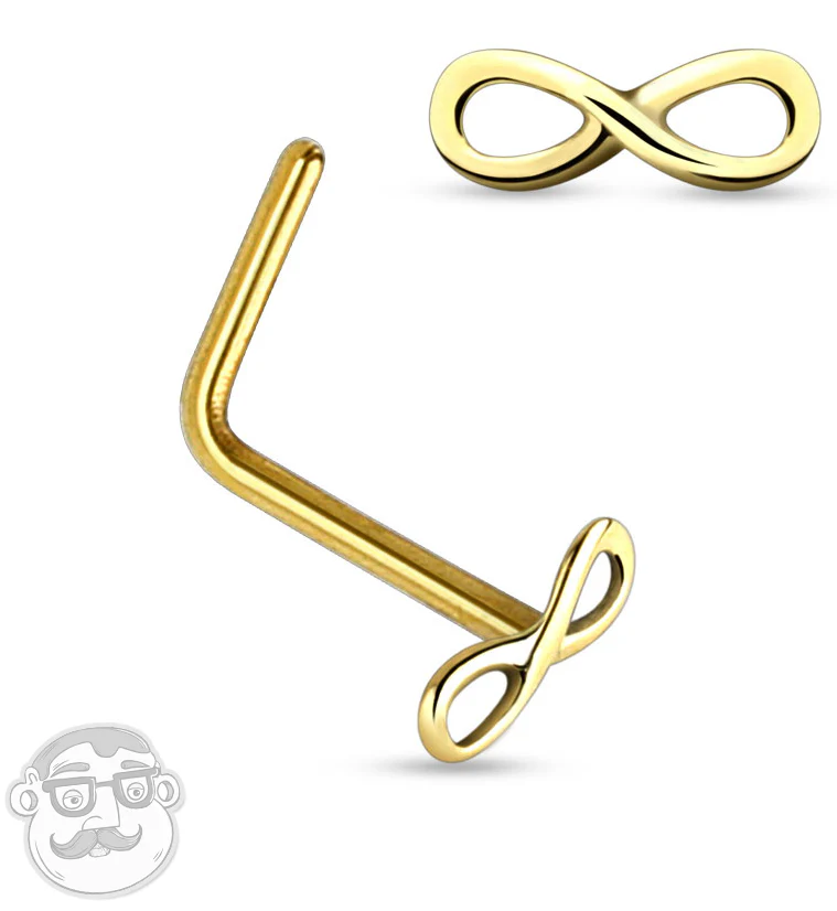 20G 14kt Gold L Bend Infinity Nose Ring