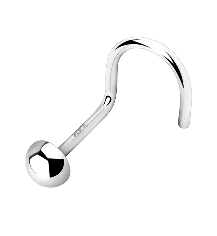 20G 14kt White Gold Dome Top Nose Screw