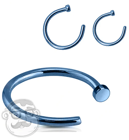 Blue PVD Stainless Steel Nose Hoop Ring - Image 2
