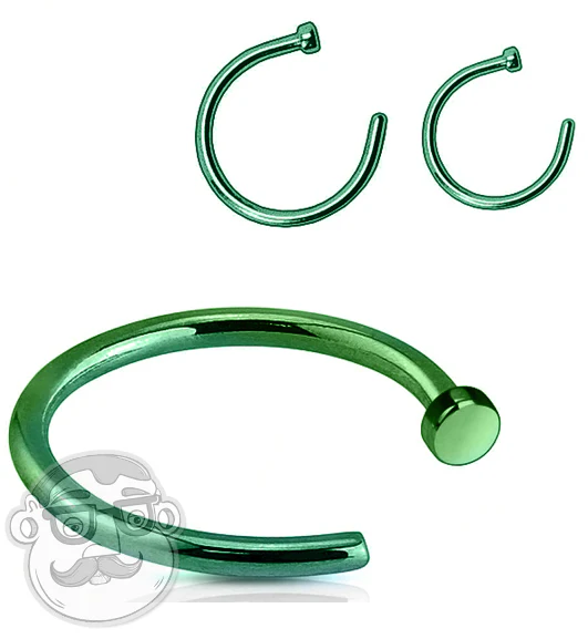 Green PVD Stainless Steel Nose Hoop Ring - Image 2