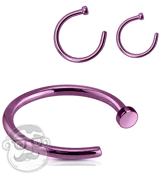 Purple PVD Stainless Steel Nose Hoop Ring - Image 2