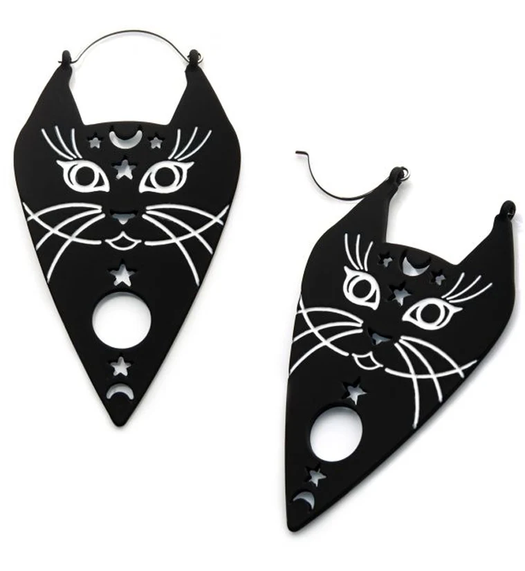 20G Black Astronomy Cat Plug Hoops