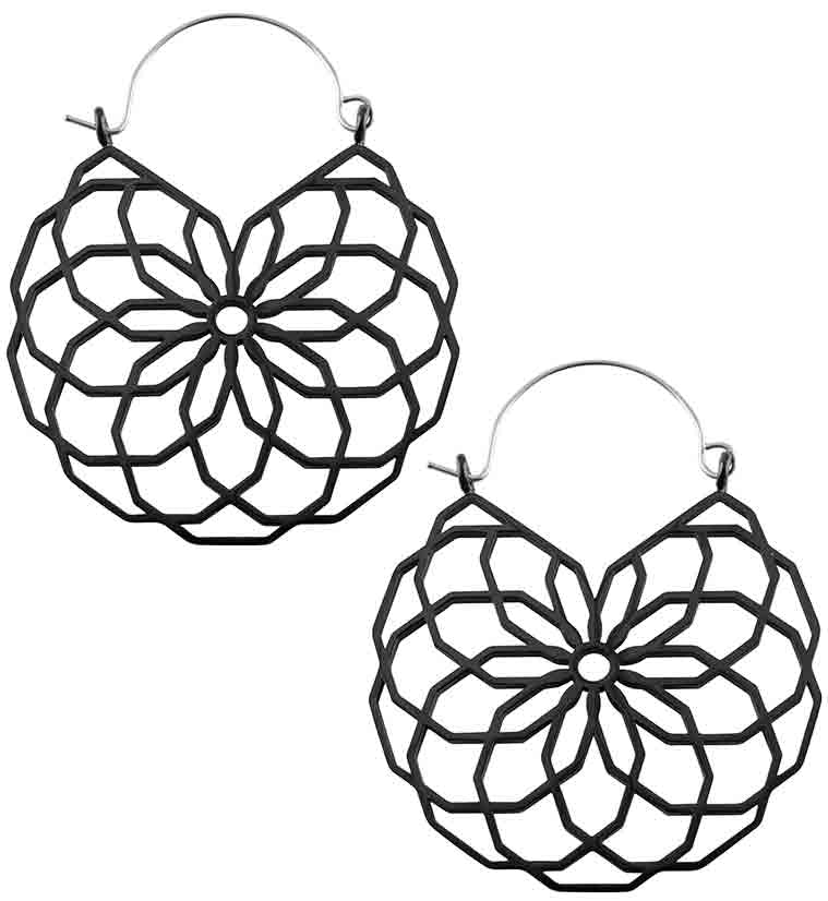 20G Black Bloom Hangers - Earrings