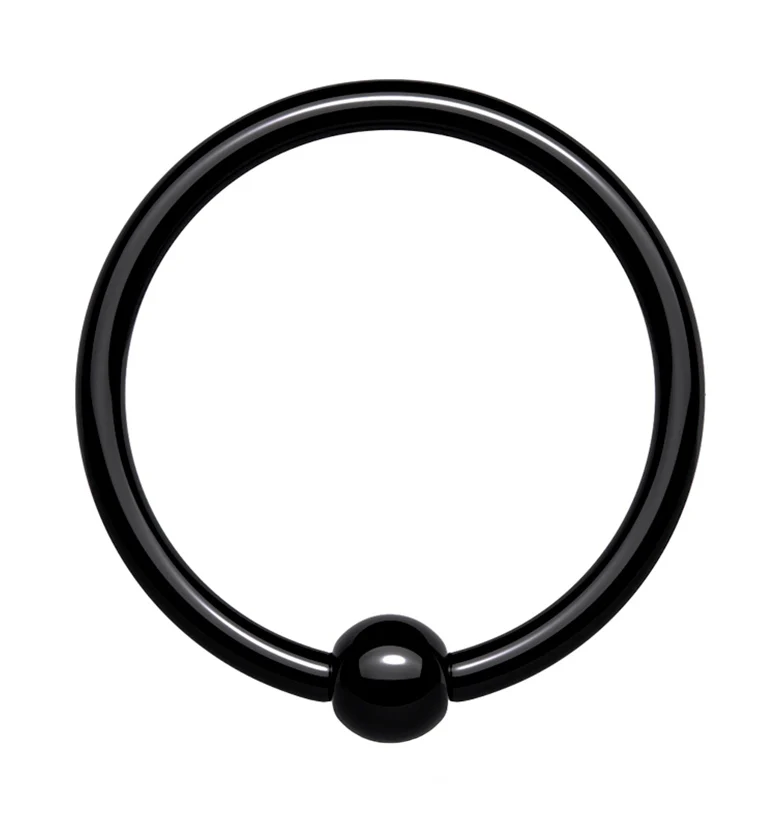 Black PVD Titanium Fixed Ball Captive Ring