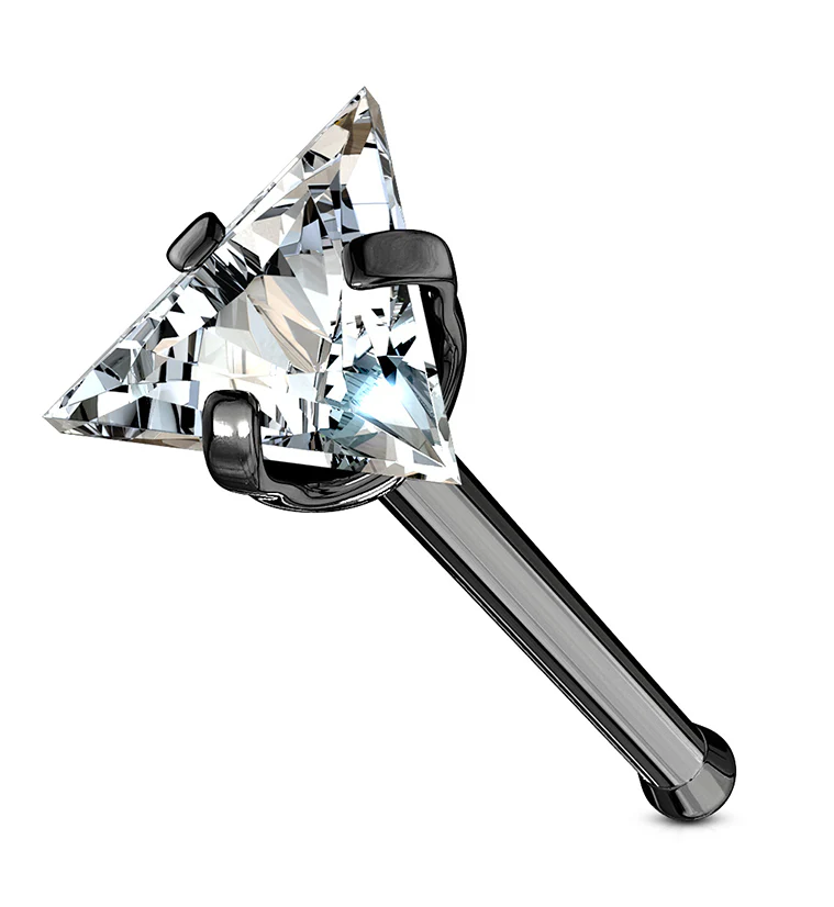 20G Black PVD Triangle CZ Stainless Steel Nosebone