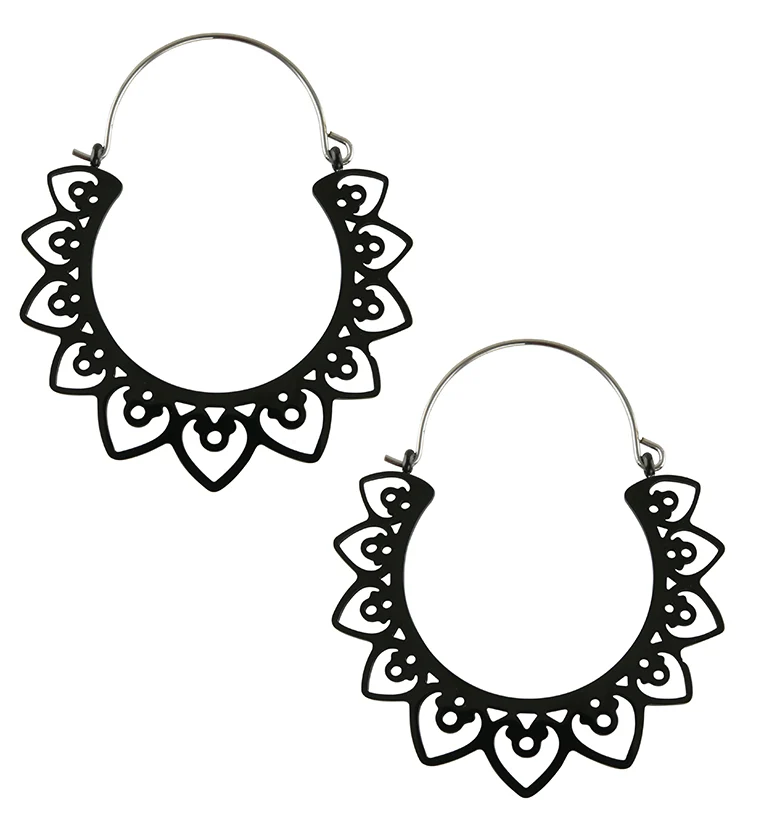 20G Black Tribal Heart Hangers - Earrings