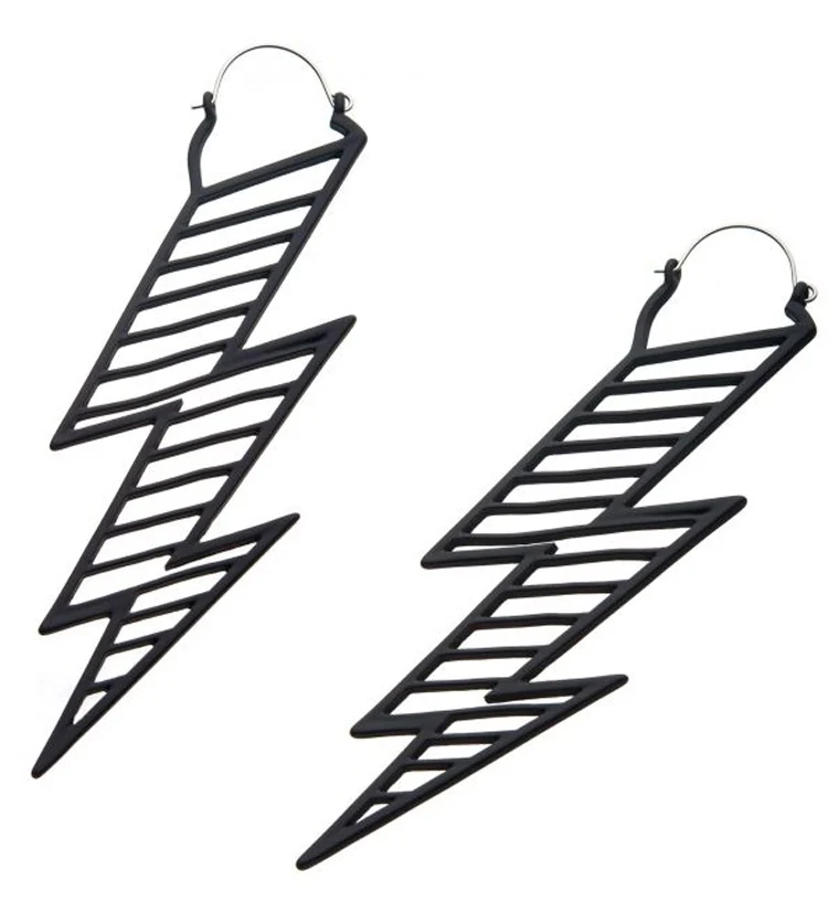 20G Black XL Lightning Plug Hoops
