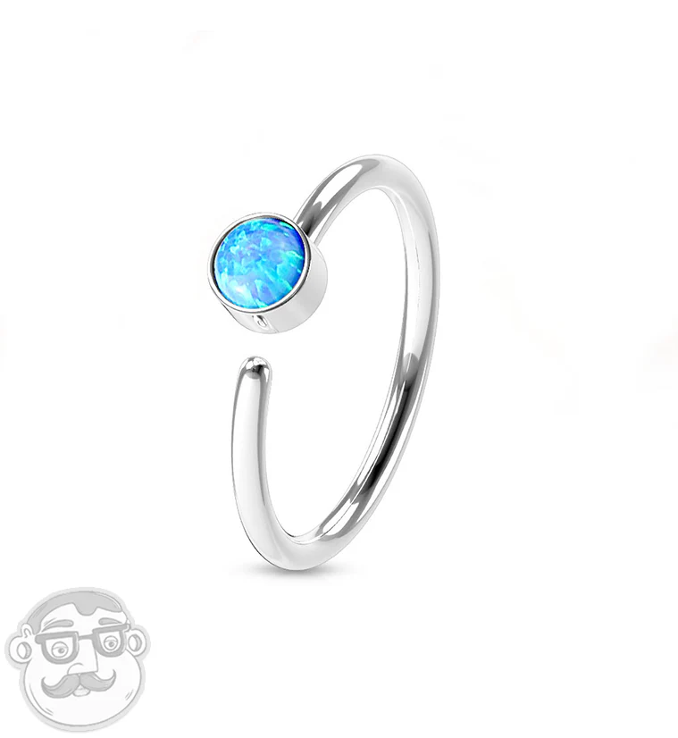 20G Blue Opalite Top Hoop Ring - Image 2