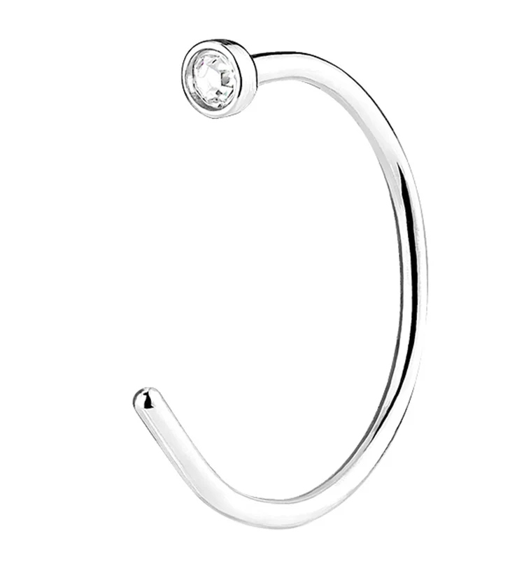 Clear Gem Stainless Steel Nose Hoop Ring