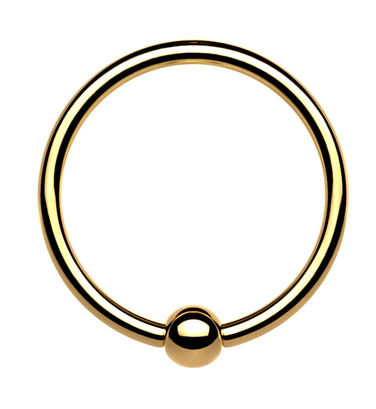 Gold PVD Titanium Fixed Ball Captive Ring
