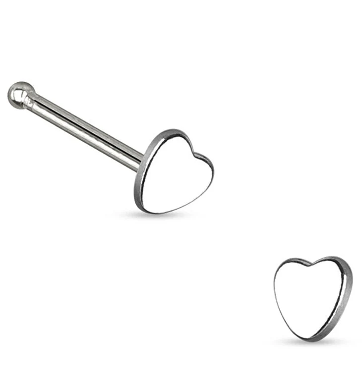20G Heart Top Stainless Steel Nosebone