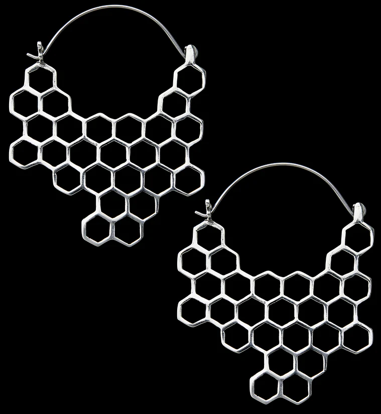 18G Honeycomb White Brass Hangers / Earrings