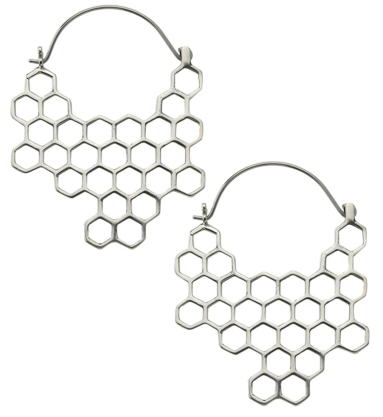 18G Honeycomb White Brass Hangers / Earrings - Image 2