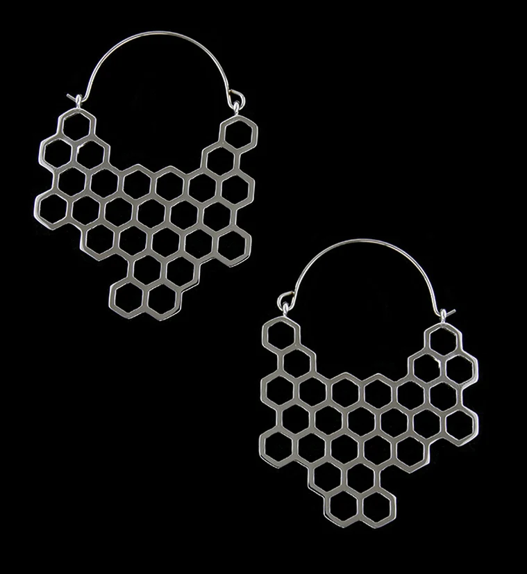 18G Honeycomb White Brass Hangers / Earrings - Image 5
