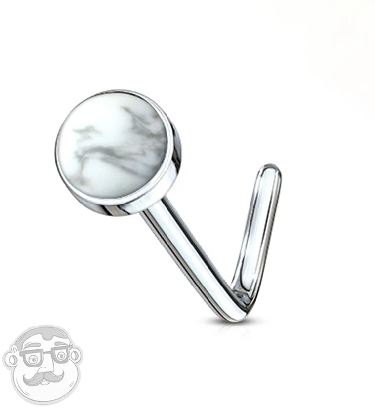 20G Howlite Stone Top L Bend Nose Ring