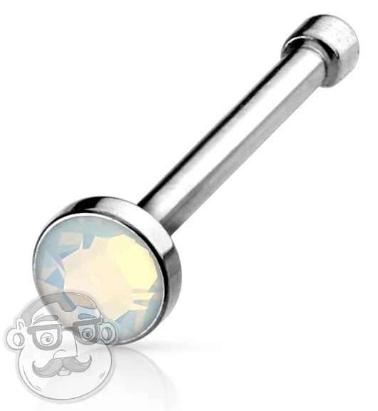 20G Opalite Flat Top Stainless Steel Nose Stud