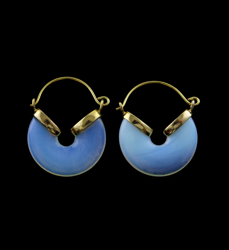 20G Opalite Glass Halo Hangers - Earrings