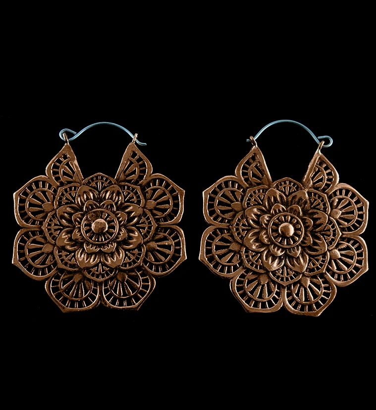 20G Rose Gold Mandala Copper Hangers - Earrings
