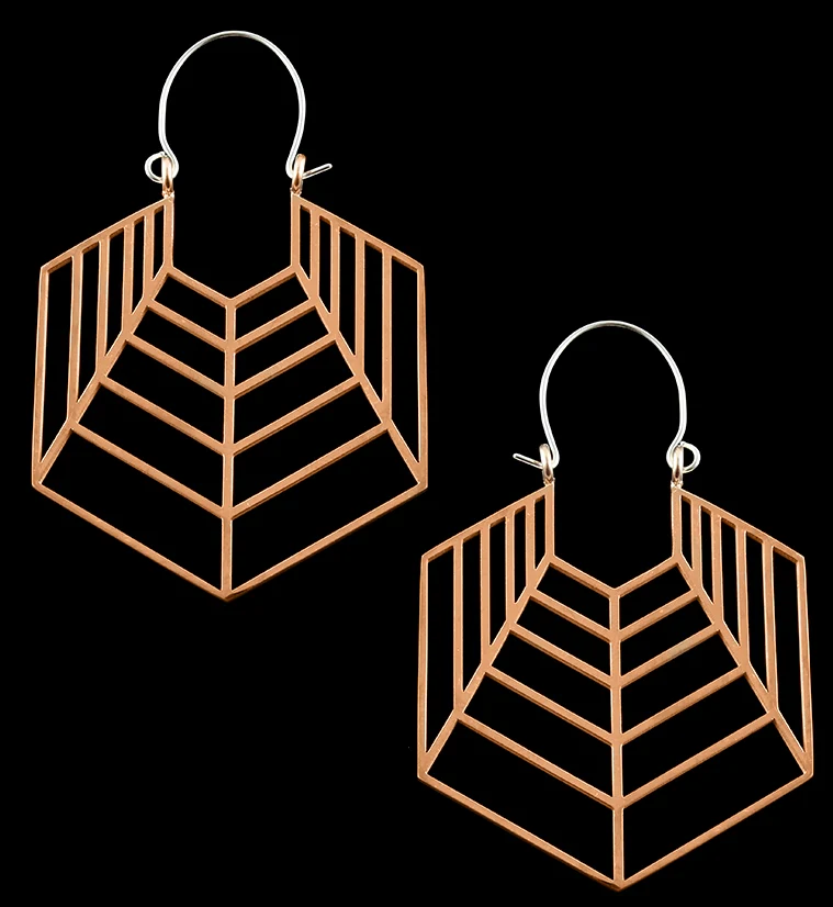 20G Rose Gold Oblique Hangers - Earrings