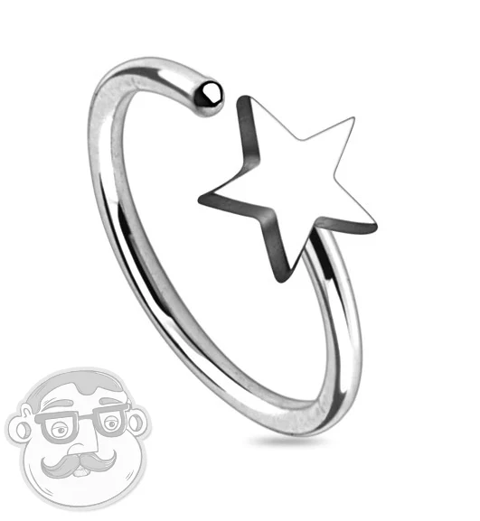 20G Star Stainless Steel Nose Ring Hoop - Image 2