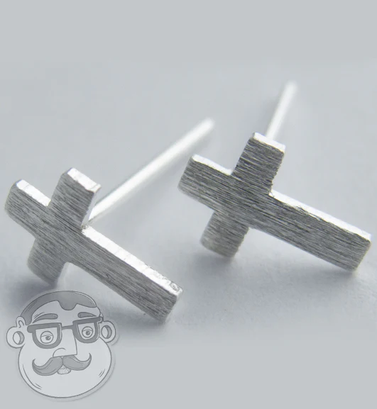 20G Sterling Silver Cross Stud Earrings