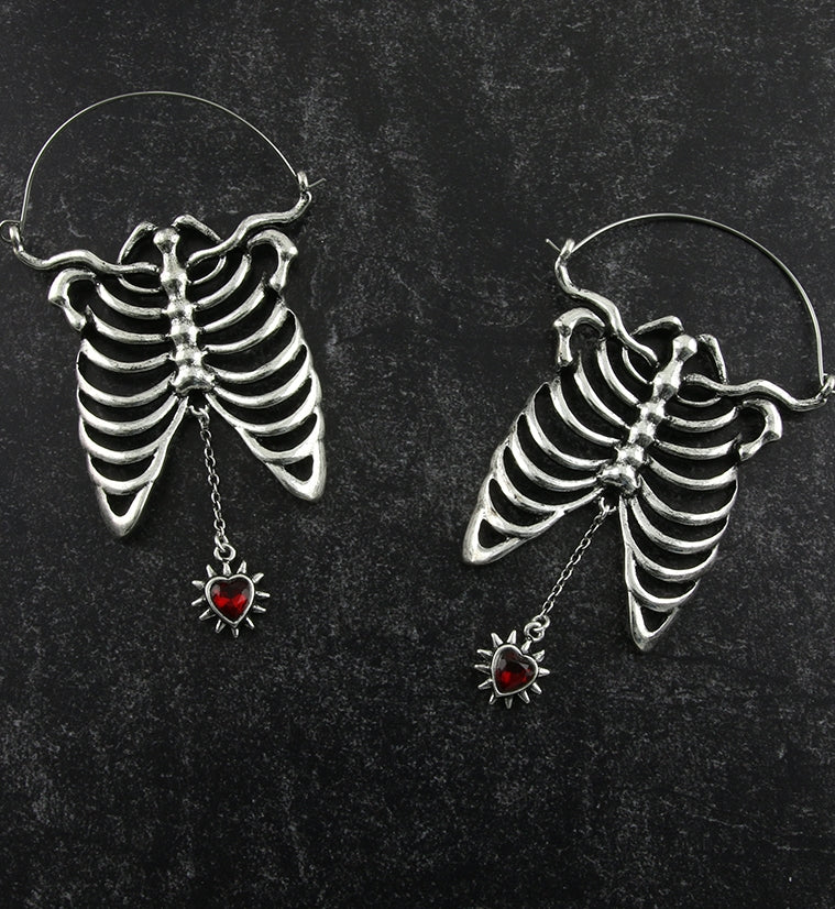 20G Sternum Chain Heart Plug Hoops - Image 4