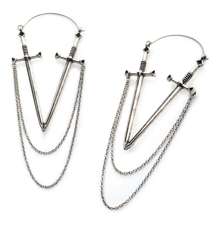 20G Sword & Chain Plug Hoops - Image 2
