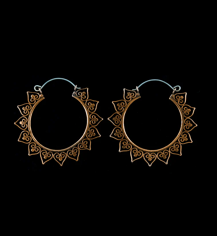 18G Tribal Heart Rose Gold Hangers - Earrings